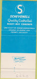 Matchbook Cover - Schevenell Ready Mix Concrete Memphis TN WEAR 30 Strike