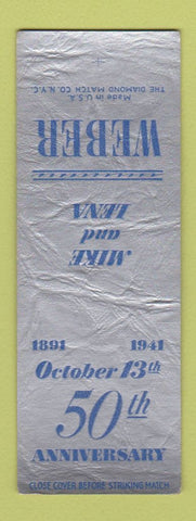 Matchbook Cover - Weber 1941 POOR SAMPLE