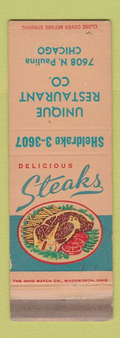 Matchbook Cover - Unique Restaurant Chicago IL WEAR SAMPLE