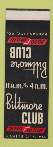 Matchbook Cover - Biltmore Club Kansas City MO SAMPLE