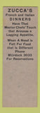 Matchbook Cover - Zucca's Restaurnt Portland OR SAMPLE