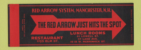 Matchbook Cover - Red Arrow Restaurant Manchester NH Full Length SAMPLE
