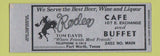 Matchbook Cover - Rodeo Cafe Fort Worth TX Full Length SAMPLE