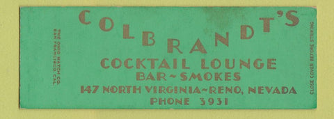 Matchbook Cover - Colbrandt's Reno NV bar Full Length SAMPLE