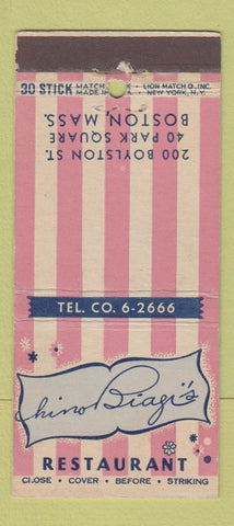 Matchbook Cover - Hino Biazi's? Restaurant Boston MA 30 Stick