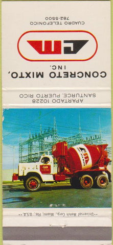Matchbook Cover - Concrete Mixto Santurce Puerto Rico 30 Strike