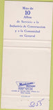 Matchbook Cover - Concrete Mixto Santurce Puerto Rico 30 Strike