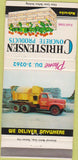 Matchbook Cover - Christensen Concrete Grand Island NE 30 Strike