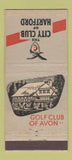 Matchbook Cover - City Club of Hartford CT Golf Club of Avon 30 Stick