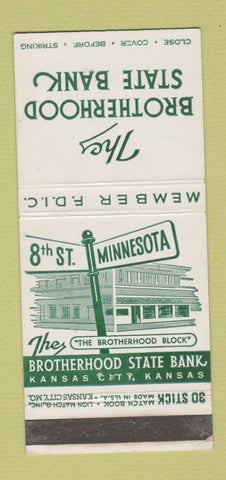 Matchbook Cover - Brotherhood State Bank Kansas City KS 30 Stick