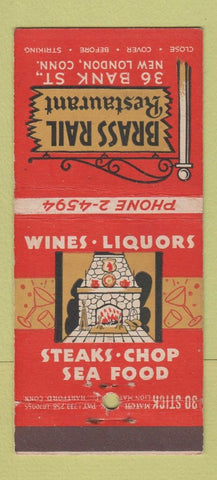 Matchbook Cover - Brass Rail Restaurant New London CT 30 Stick