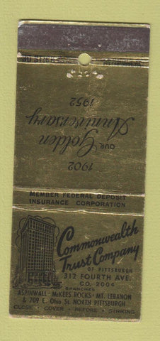 Matchbook Cover - Commonwealth Trust Company North Pittsburgh PA 30 Stick