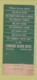 Matchbook Cover - Condado Beach Hotel San Juan Puerto Rico WEAR 30 Stick