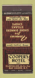 Matchbook Cover - Cooper's Hotel Bay Shore NY 30 Stick
