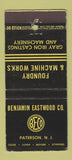 Matchbook Cover - Benjamin Eastwood Paterson NJ Iron Castings  30 Stick