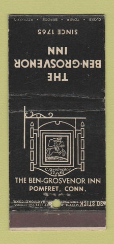 Matchbook Cover - The Ben Grosvenor Inn Pomfret CT 30 Stick