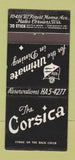 Matchbook Cover - The Corsica Restaurant Hales Corners WI 30 Stick