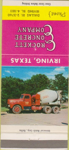 Matchbook Cover - Crockett Concrete Co Dallas TX 30 Strike