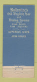 Matchbook Cover - Ballantine's Restaurant Chicago IL 30 Stick