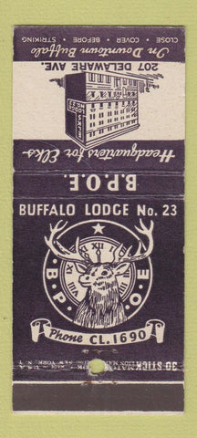 Matchbook Cover - Elks Lodge Buffalo NY 30 Stick