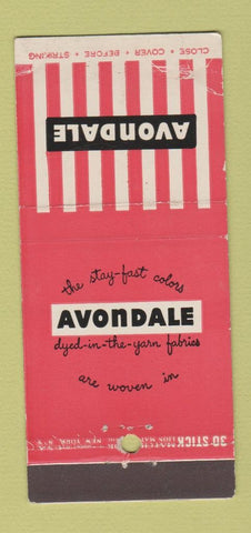 Matchbook Cover - Avondale Yarn Fabrics New York City WEAr 30 Stick