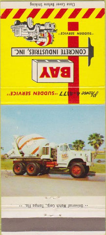 Matchbook Cover - Bay Concrete Tampa FL  30 Strike