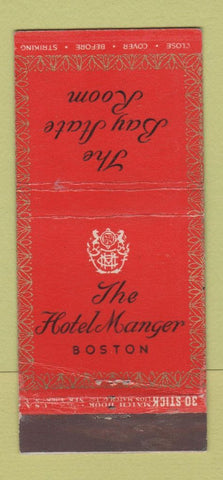 Matchbook Cover - Hotel Manger Boston MA Bay State Room 30 Stick