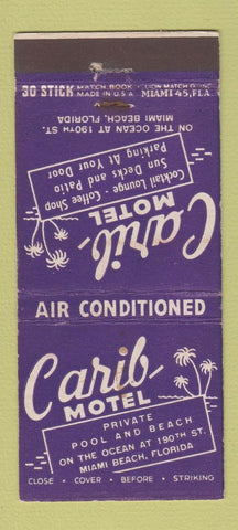 Matchbook Cover - Carib Motel Miami Beach FL WEAR 30 Stick