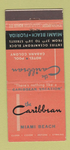 Matchbook Cover - Caribbean Hotel Miami Beach FL 30 Stick