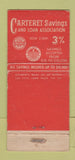 Matchbook Cover - Carteret Savings East Orange Newark NJ PRINTING ERROR 30 Stick