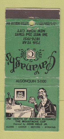 Matchbook Cover - Cavanagh's Restaurant New York City WEAR 30 Stick