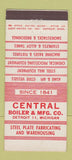 Matchbook Cover - Central Boiler Detroit MI Steel Plate 30 Stick
