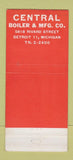 Matchbook Cover - Central Boiler Detroit MI Steel Plate 30 Stick