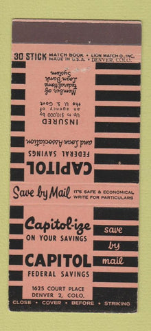 Matchbook Cover - Capitol Federal Savings Denver Colorado 30 Stick