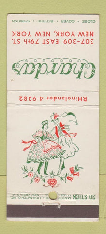 Matchbook Cover - Chardas New York City Hungarian 30 Stick