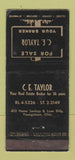 Matchbook Cover - CE Taylor Real Estate Youngstown OH WEAR 30 Stick