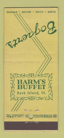 Matchbook Cover - Bogaert's Harm's Buffet Rock Island IL 30 Stick