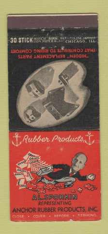 Matchbook Cover - AL Sporkin Anchor Rubber Chicago IL 30 Stick