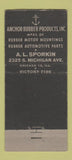 Matchbook Cover - AL Sporkin Anchor Rubber Chicago IL 30 Stick