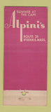 Matchbook Cover - Alpini Boston Hyannis MA restaurant 30 Stick