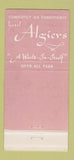 Matchbook Cover - Hotel Algiers Miami Beach FL 30 Stick