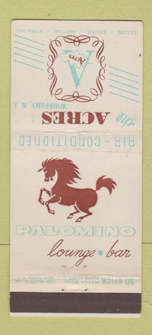Matchbook Cover - Acres Whippany NY Palomino Lounge 30 Stick