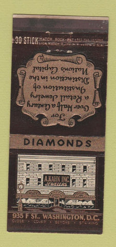 Matchbook Cover - Diamonds Jewelry Store Washington DC 30 Stick