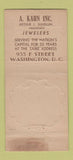 Matchbook Cover - Diamonds Jewelry Store Washington DC 30 Stick