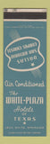Matchbook Cover - White Plaza Hotels Dallas San Antonio Corpus Christi TX SAMPLE