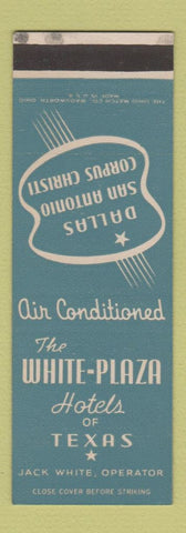 Matchbook Cover - White Plaza Hotels Dallas San Antonio Corpus Christi TX SAMPLE
