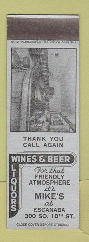 Matchbook Cover - Mike's  Bar Escanaba MI SAMPLE