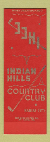 Matchbook Cover - Indian Hills Country Club Kansas City MO SAMPLE