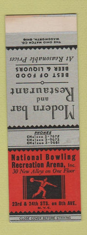 Matchbook Cover - National Bowling Recreation Arena New York City SAMPLE