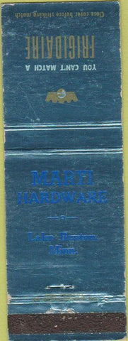 Matchbook Cover - Frigidaire appliances Marti Hardware Lake Benton MN